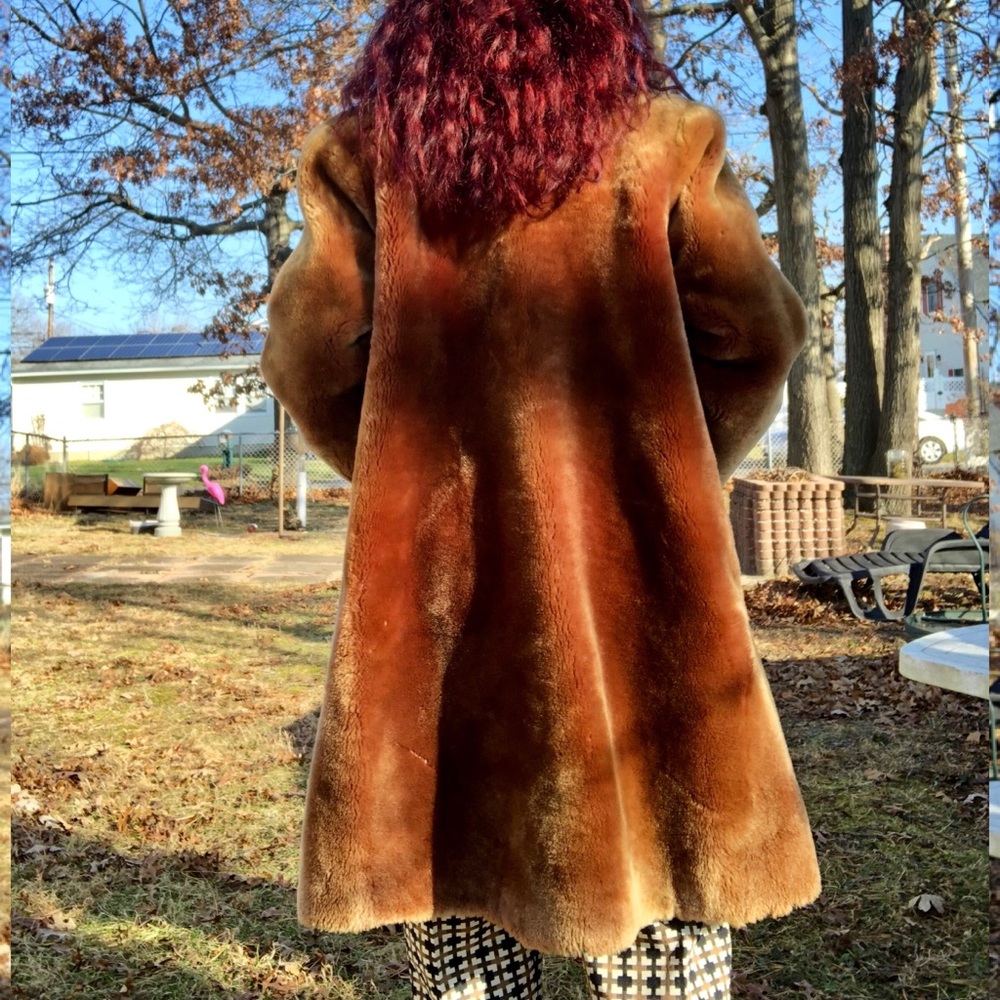 Vintage Teddy Bear Coat Dyed Lamb Fur Winter - Picture 5 of 8